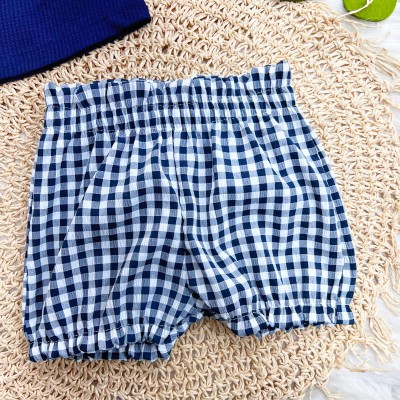 Conj. Regata com Laço e Short Xadrez - Marinho